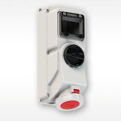 CEE-switched interlocked sockets with DIN rail 